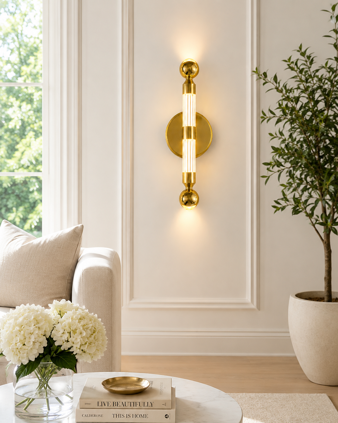 HDC Modern Gold/ Black Crystal LED Wall Light for Bedroom, Living Room