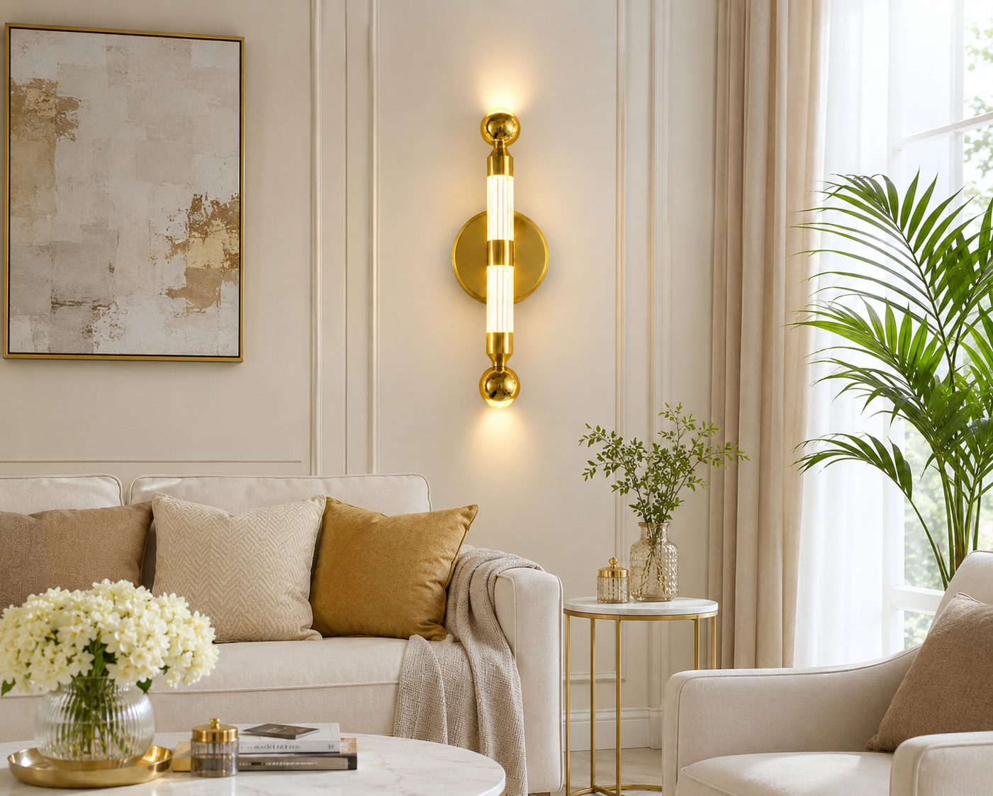HDC Modern Gold/ Black Crystal LED Wall Light for Bedroom, Living Room