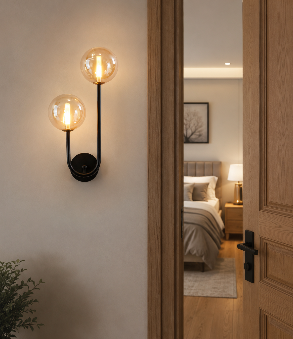 HDC Modern Dual Globe Wall Light for Bedroom, Living Room