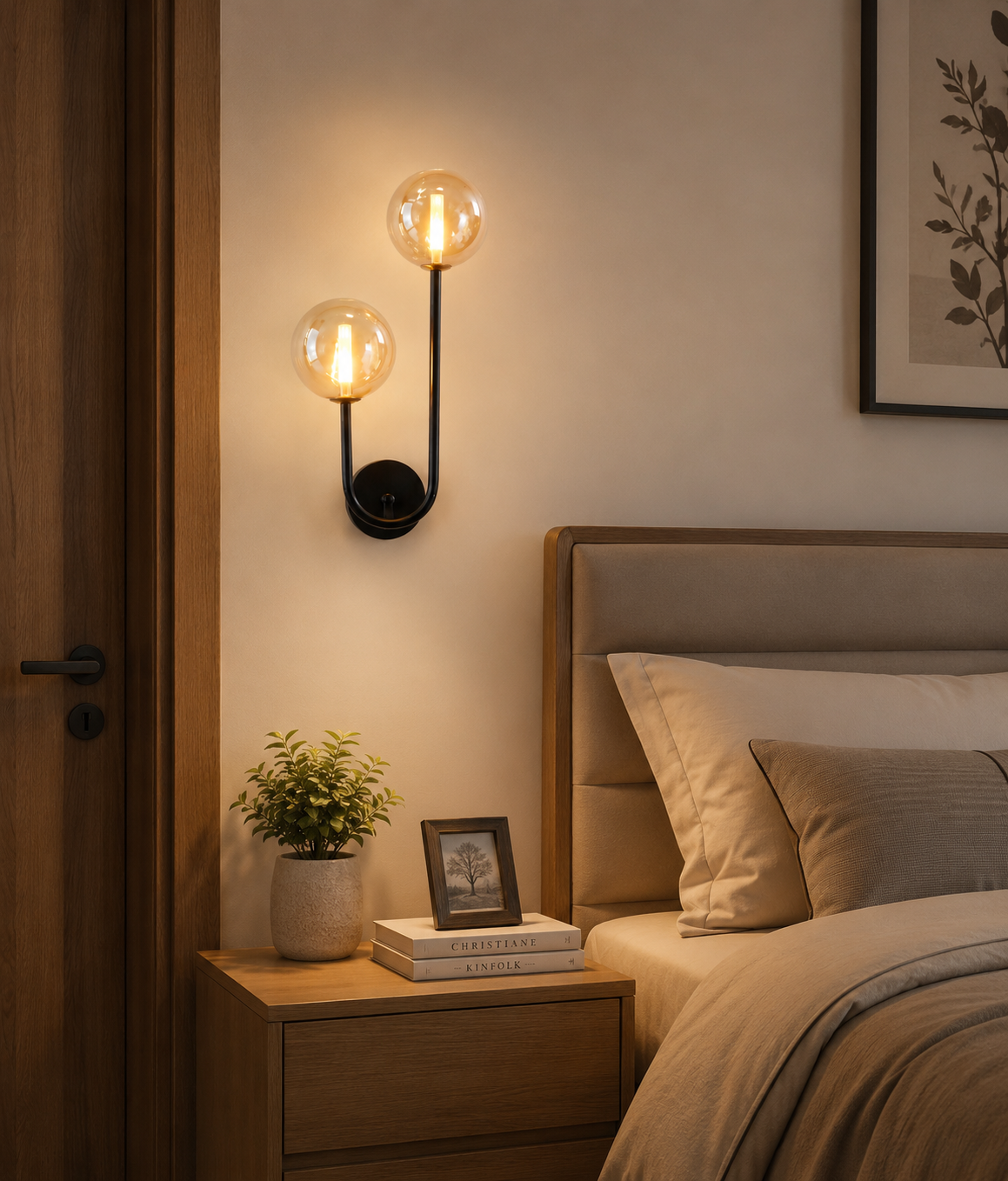HDC Modern Dual Globe Wall Light for Bedroom, Living Room
