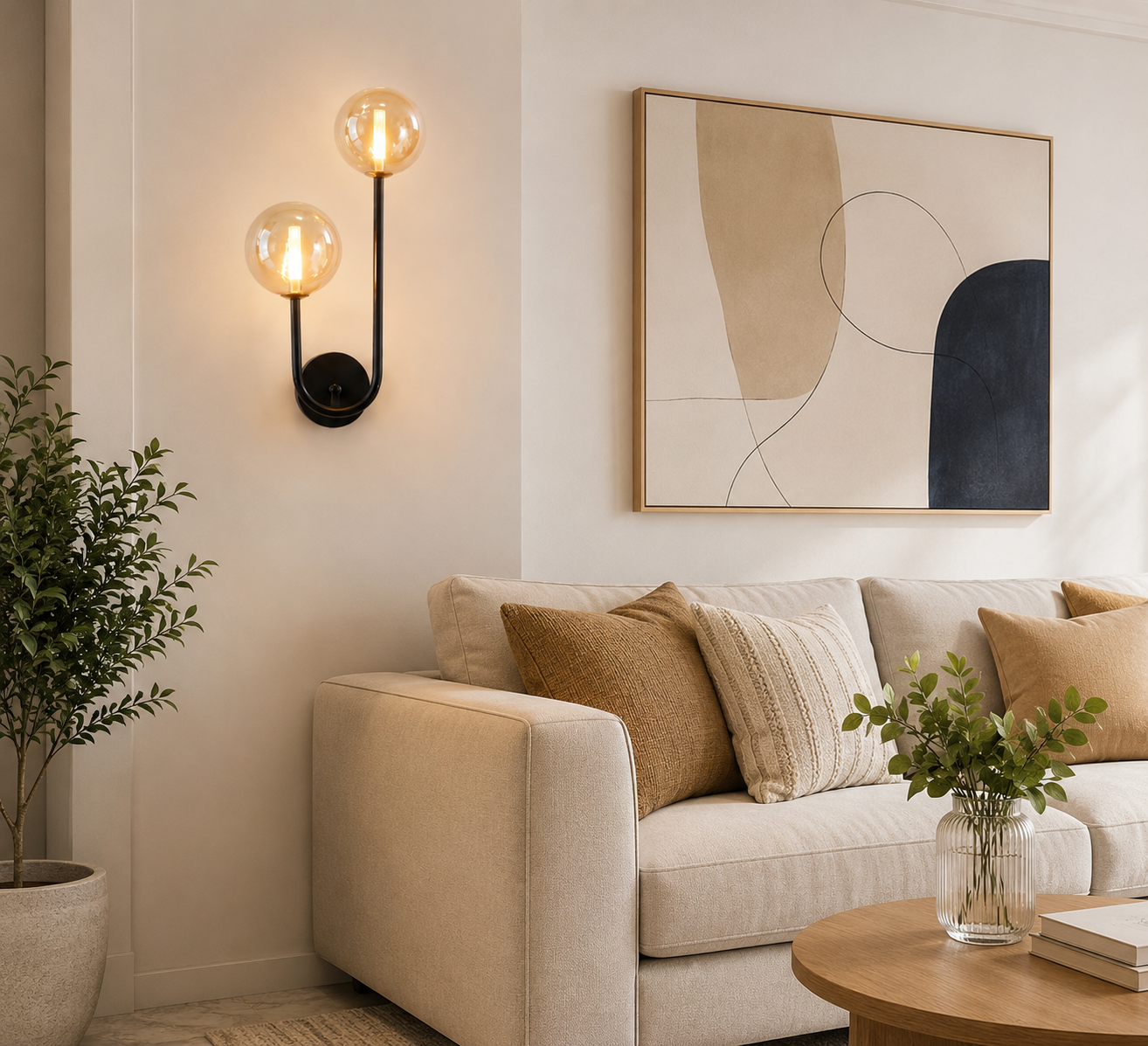 HDC Modern Dual Globe Wall Light for Bedroom, Living Room