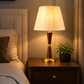 HDC Luxury Wooden Finish Table Lamp with Fabric Shade for Bedside & Living Room Lamp