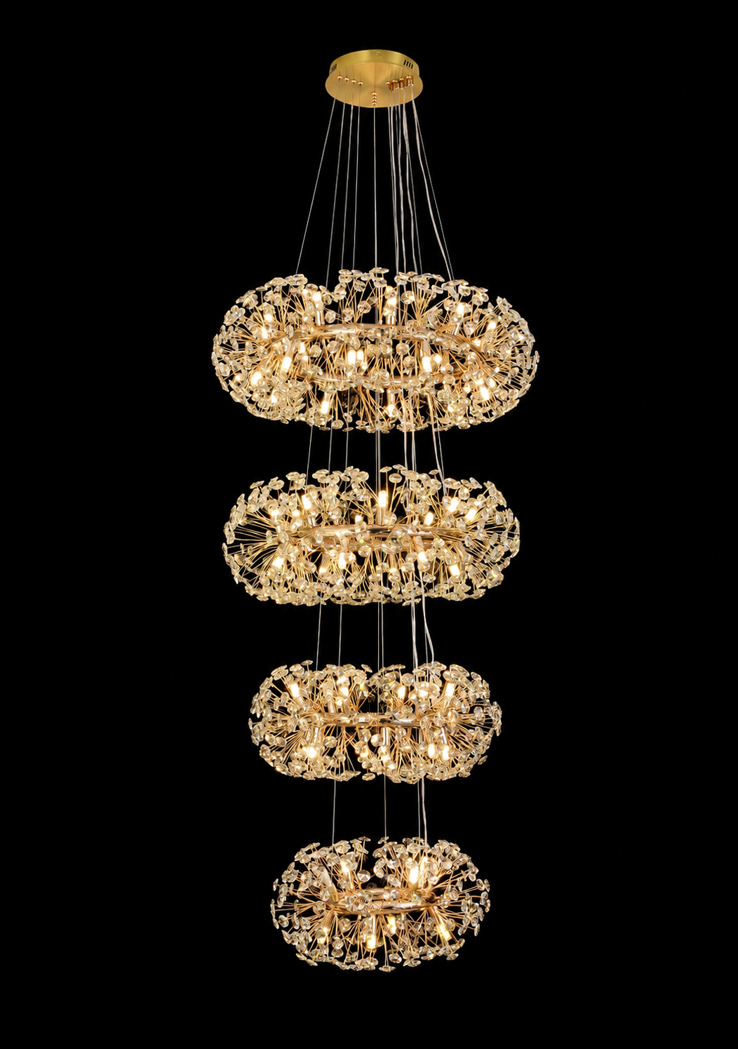 HDC 800+700+600+500mm Luxury Crystal Double Height Chandelier for Staircase & Duplex Living Spaces