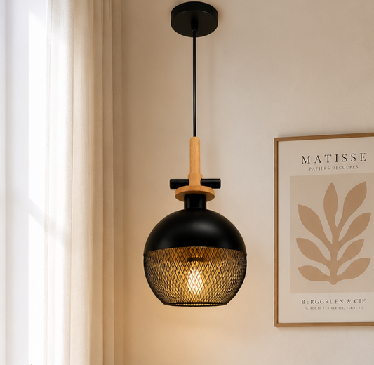Ojaro Modern Industrial Mesh Pendant Light for Bedroom, Living Room