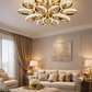 HDC 10+5 Luxury Golden Floral Ring LED Ceiling Chandelier Light for Living Room