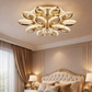HDC 10+5 Luxury Golden Floral Ring LED Ceiling Chandelier Light for Living Room