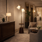 HDC Luxury Dual Petal Shade Floor Lamp with Wooden Base & Side Table