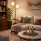 HDC Luxury Dual Petal Shade Floor Lamp with Wooden Base & Side Table