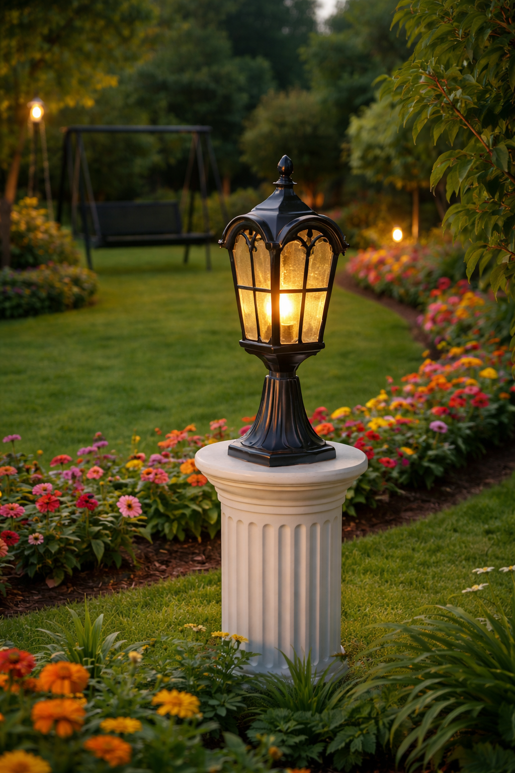 HDC Luxury Black/Coffee/Gold Outdoor Garden Gate Light for Garden Pillars