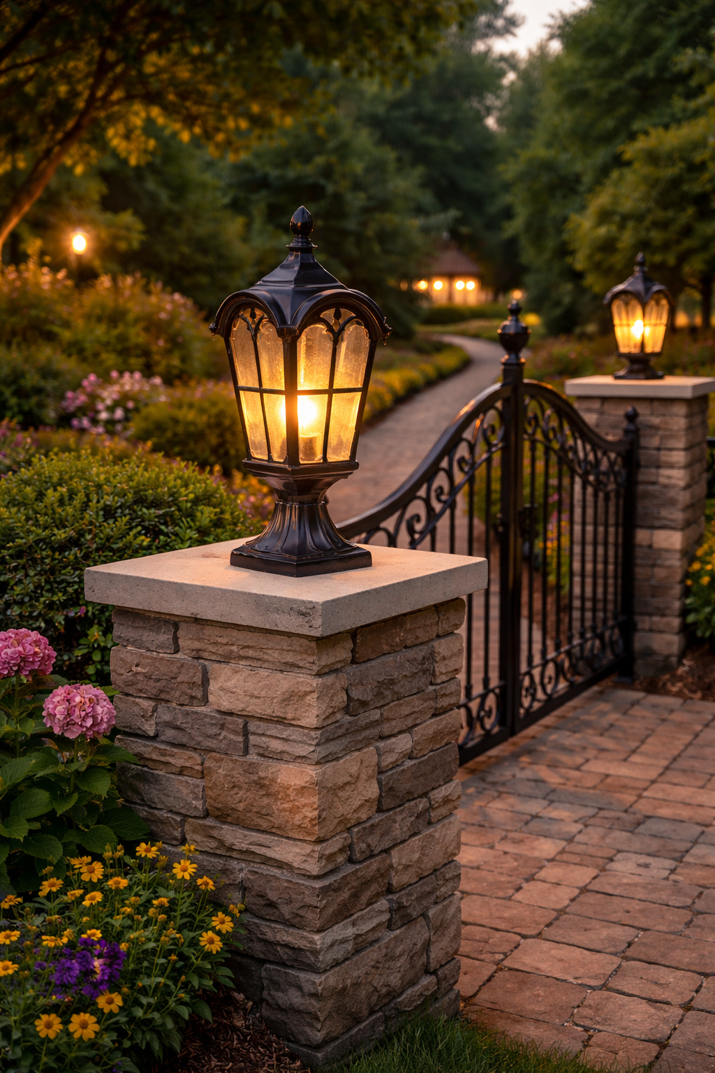 HDC Luxury Black/Coffee/Gold Outdoor Garden Gate Light for Garden Pillars