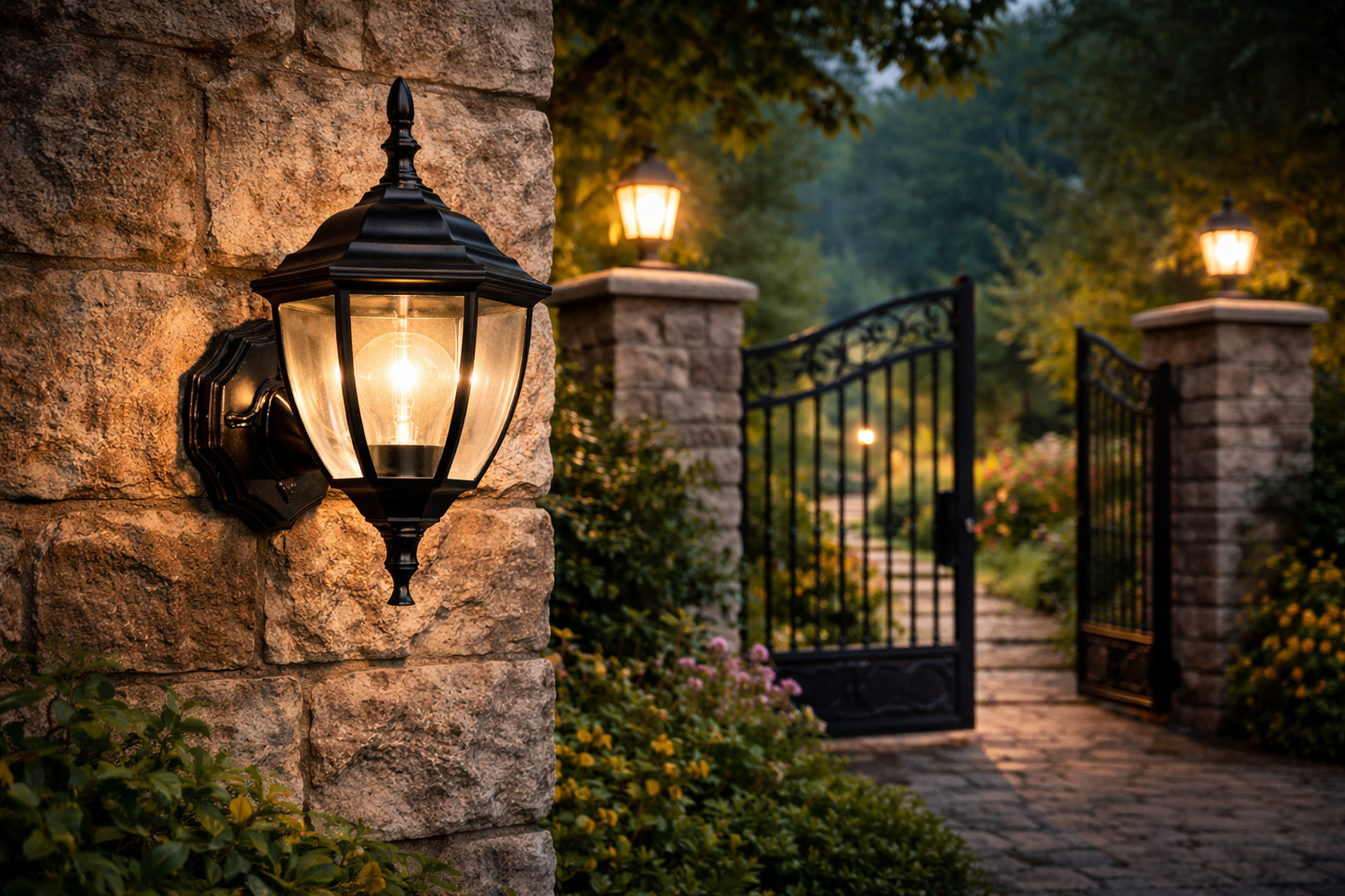 HDC Luxury Classic Black/Gold/Coffee Outdoor Wall Lantern for Balconies, Garden