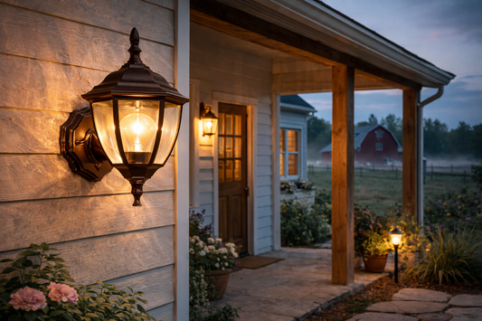 HDC Luxury Classic Black/Gold/Coffee Outdoor Wall Lantern for Balconies, Garden