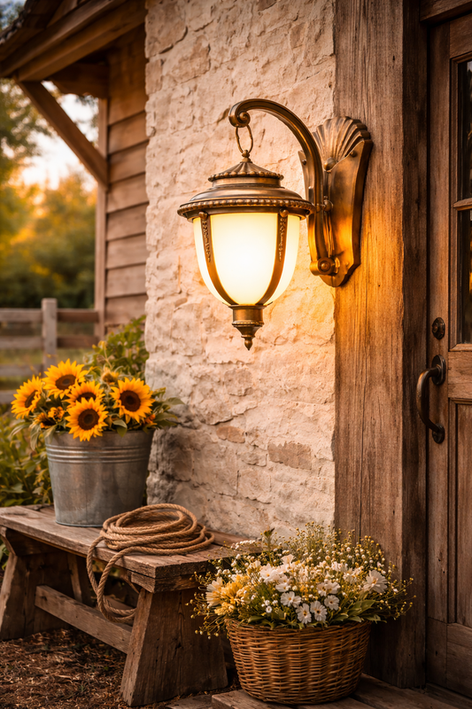 HDC Luxury Classic Black/Coffee/Gold Outdoor Wall Lantern for Outdoor Areas