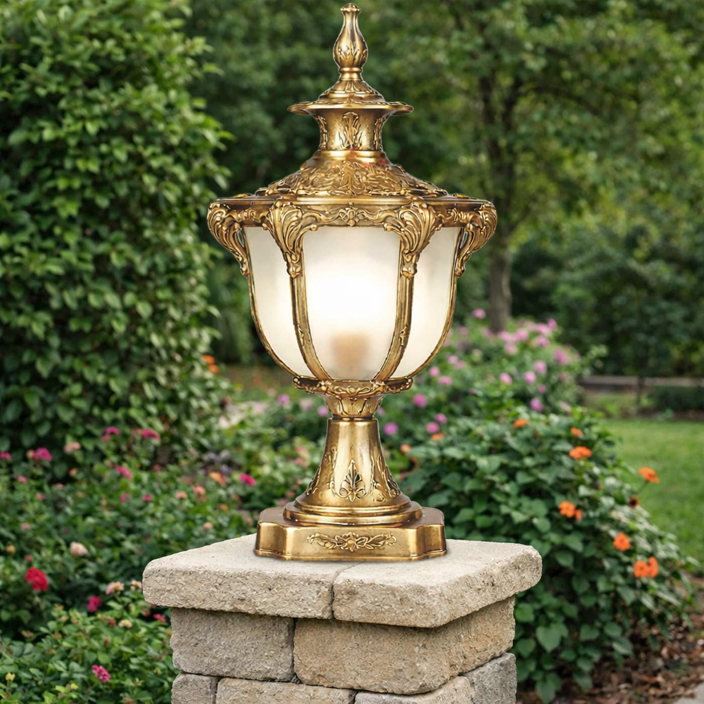HDC Luxury Classic Gold Outdoor Gate & Pillar Lantern