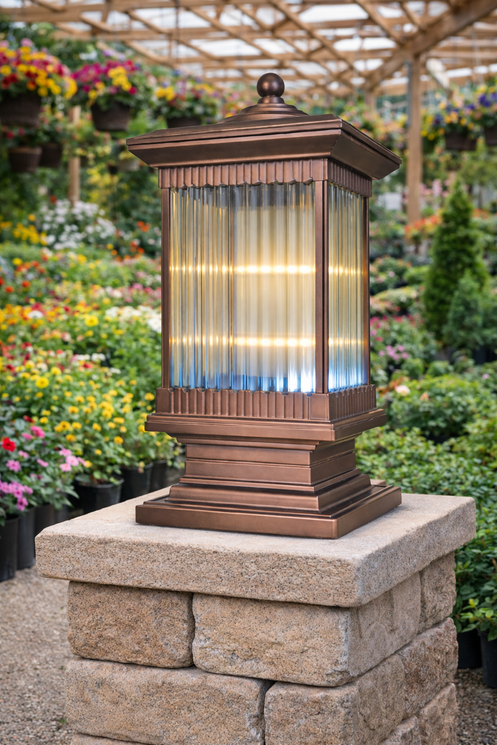HDC Luxury Classic Coffee/Black/Gold Outdoor Pillar Gate Light for Outdoor Entrances