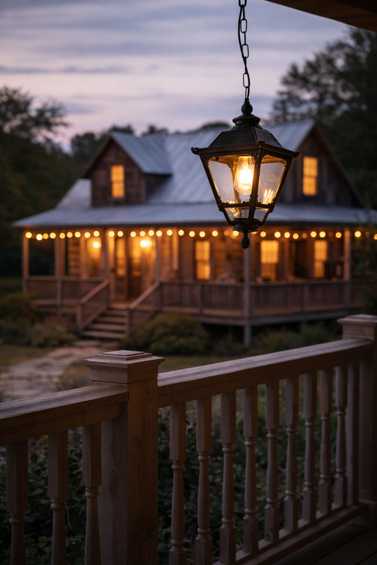 HDC Classic Black Rustic Outdoor Hanging Lantern for Farmhouse, Porch & Balcony