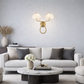 HDC Gold Finish Luxury Dual Dome Marble Glass Wall Light for Living Room