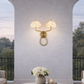 HDC Gold Finish Luxury Dual Dome Marble Glass Wall Light for Living Room