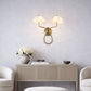 HDC Gold Finish Luxury Dual Dome Marble Glass Wall Light for Living Room