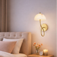 HDC Gold Finish Luxury Curved Marble Shade Wall Light for Living Room