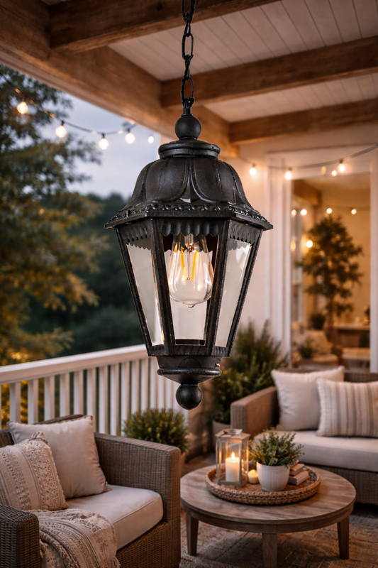 HDC Classic Black Outdoor Hanging Lantern Light