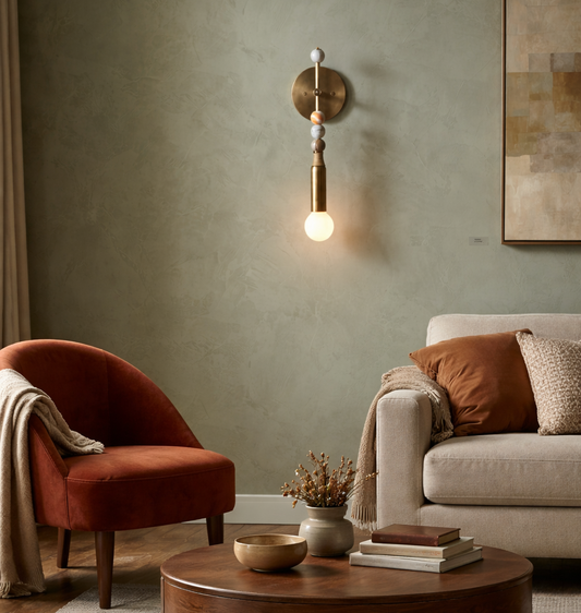 HDC Luxury Gold Finish Marble Accent Hanging Wall Light for Living Room