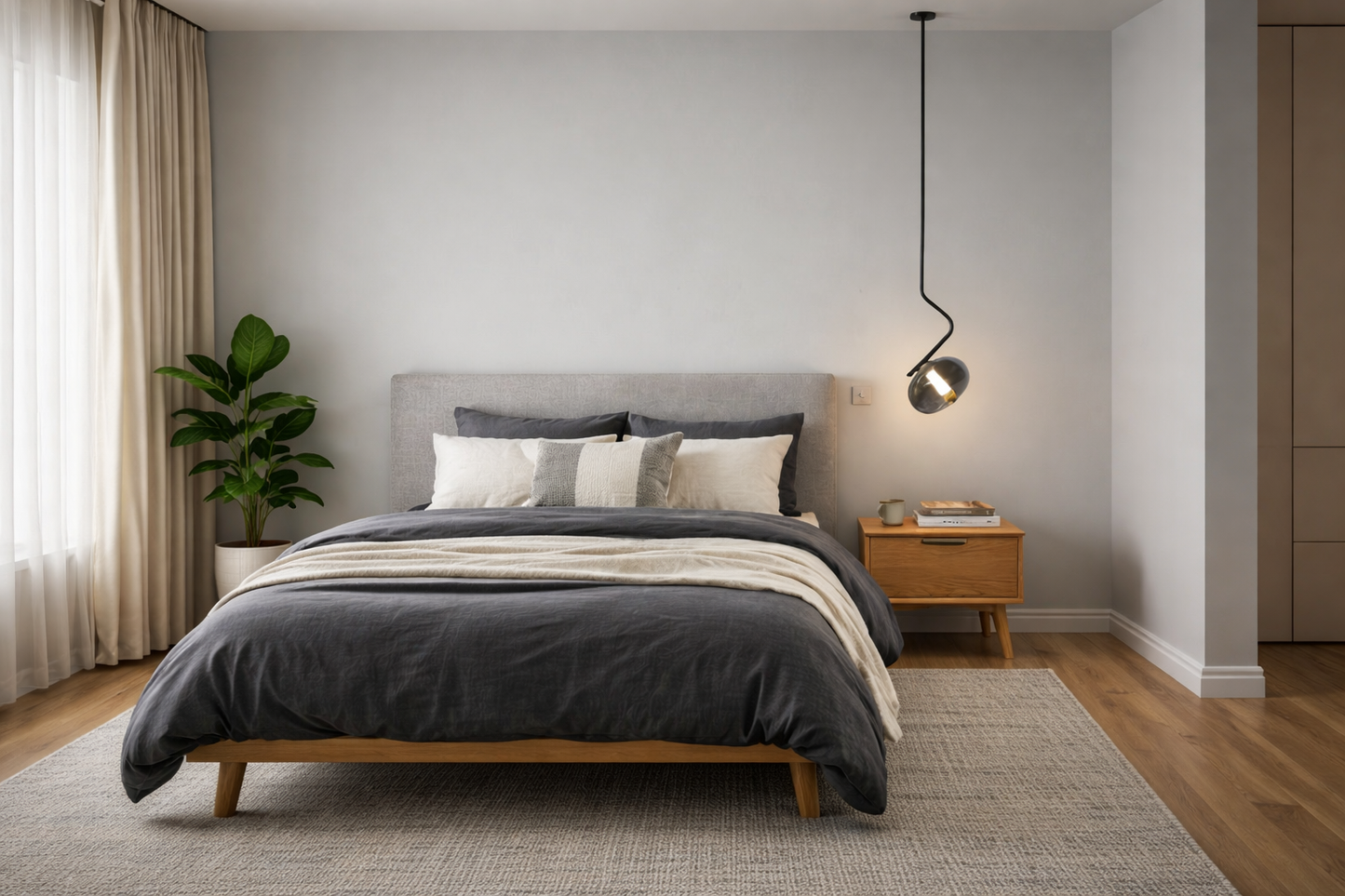 HDC Luxury Modern Black Body Smokey Dome Pendant Light for Bedroom