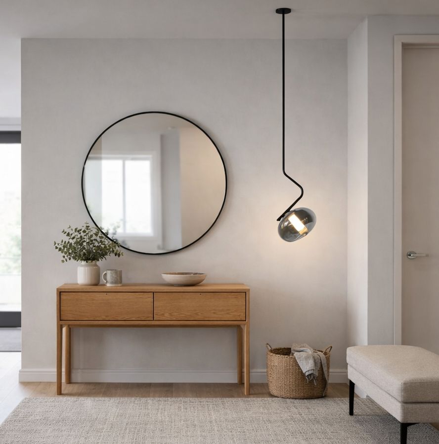 HDC Luxury Modern Black Body Smokey Dome Pendant Light for Bedroom