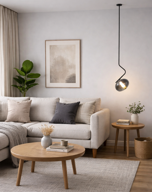 HDC Luxury Modern Black Body Smokey Dome Pendant Light for Bedroom