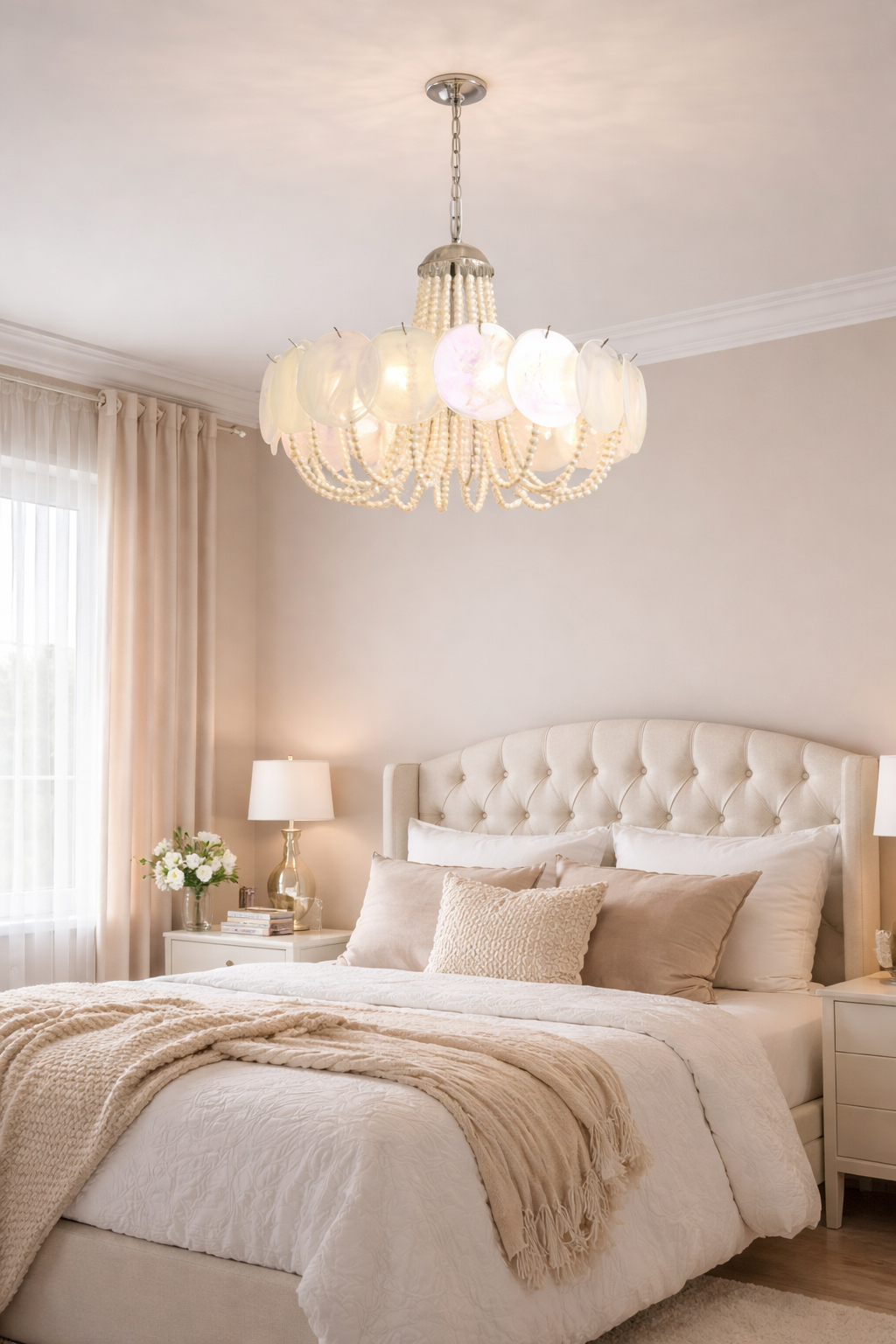 HDC 600mm Luxury Pearl Shell Beaded Chandelier Light for Living Room