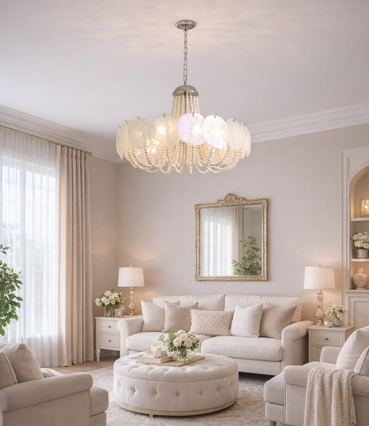 HDC 600mm Luxury Pearl Shell Beaded Chandelier Light for Living Room