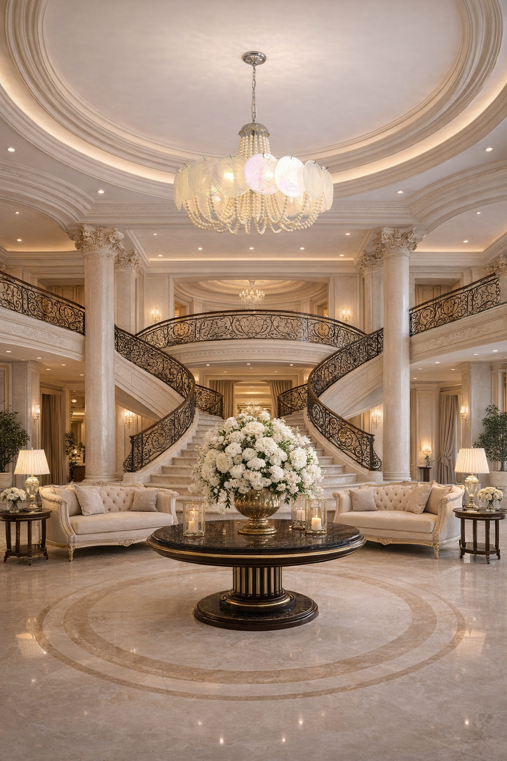 HDC 600mm Luxury Pearl Shell Beaded Chandelier Light for Living Room
