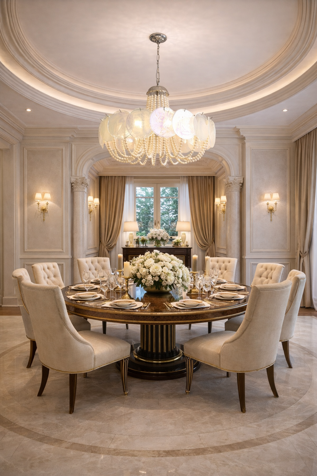 HDC 600mm Luxury Pearl Shell Beaded Chandelier Light for Living Room