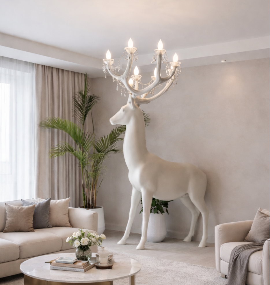 HDC Luxury Deer Sculpture Floor Lamp – Artistic Statement Lighting