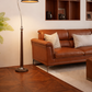 HDC Luxury Wooden Floor Lamp with Fabric Shade for Bedroom, Living Room
