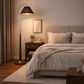 HDC Luxury Wooden Floor Lamp with Fabric Shade for Bedroom, Living Room