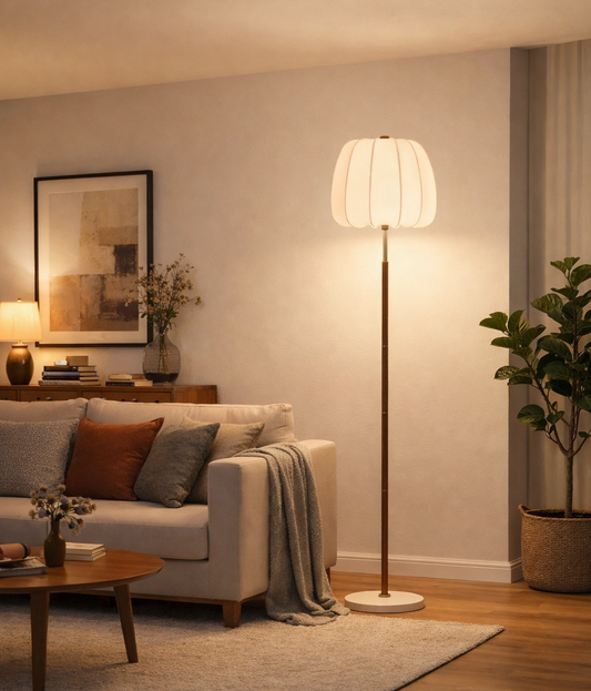 HDC Elegant Minimalist Standing Modern Fabric Shade Floor Lamp