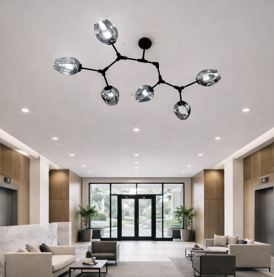 HDC Amber/Smoke Modern Molecular Glass Ceiling Chandelier for Living Room