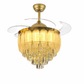 HDC 42 Inches Luxury Crystal Ceiling Fan Chandelier with Leaf Design