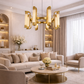 HDC 8 Lights Luxury Gold Ring Chandelier with Crystal Diffusers for Living Room
