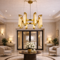 HDC 8 Lights Luxury Gold Ring Chandelier with Crystal Diffusers for Living Room