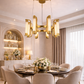 HDC 8 Lights Luxury Gold Ring Chandelier with Crystal Diffusers for Living Room