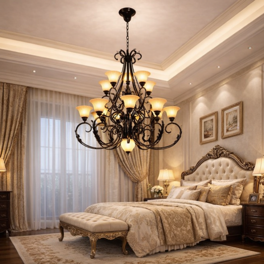 HDC 10 Lights Luxury Classic Multi-Arm Chandelier for Living Room