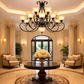 HDC Luxury 9 Lights Vintage Multi-Arm Chandelier Light for Living Room & Dining Area
