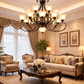 HDC Luxury 9 Lights Vintage Multi-Arm Chandelier Light for Living Room & Dining Area