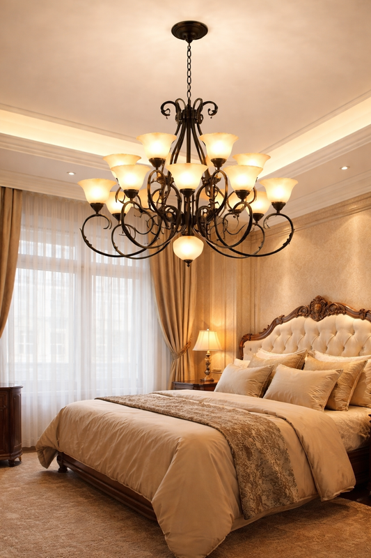 HDC Luxury 9 Lights Vintage Multi-Arm Chandelier Light for Living Room & Dining Area