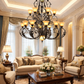 HDC Luxury 16 Lights Multi-Tier Classic Iron Chandelier with Frosted Glass Shades for Living Room