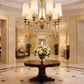 HDC 8 Lights Luxury Gold Body Fabric Shade Chandelier for Living Room
