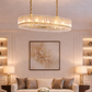 HDC 800mm Luxury Crystal Oval Ring Chandelier in Gold Finish for Dining & Living Spaces