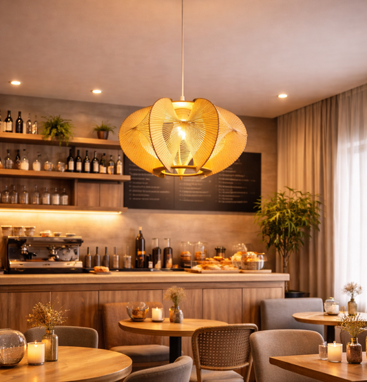 HDC 340mm Premium Designer Wooden Petal Pendant Light for Cafes, Dining